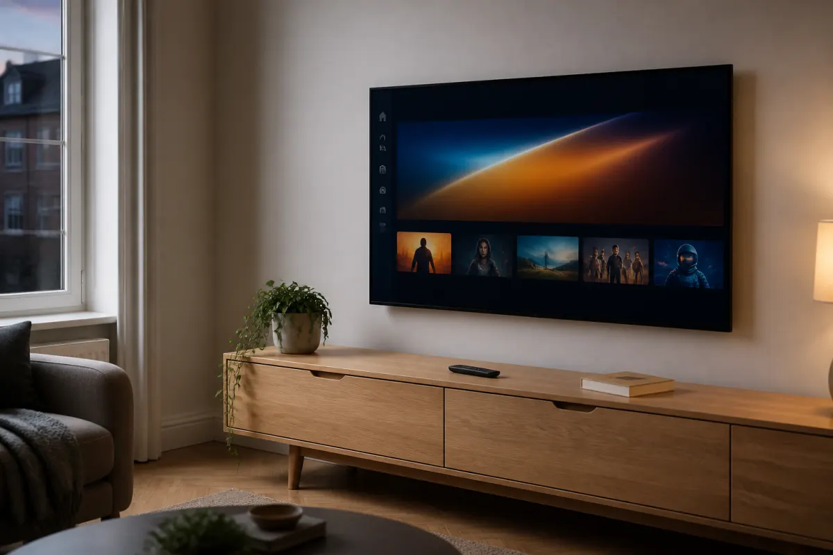 Living room TV ready for Visnovaa setup